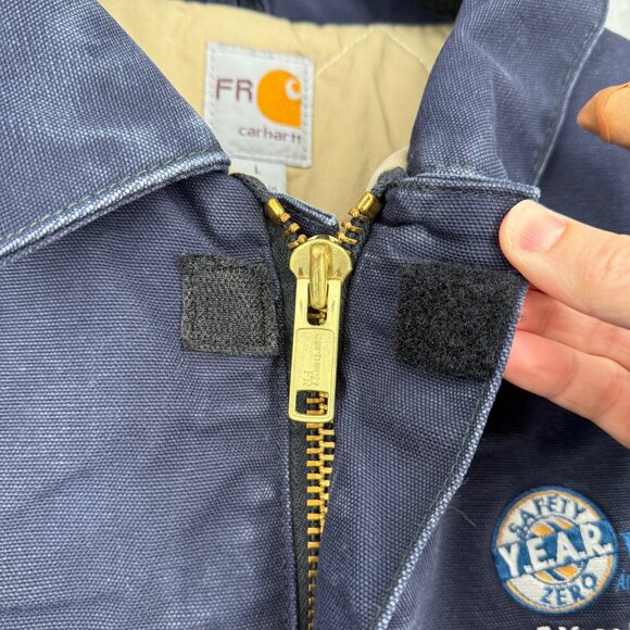 Carhartt Flame Resistant Duck Traditional Coat Size L Navy Quilt Lined 3 Warmest - Picture 3 of 16